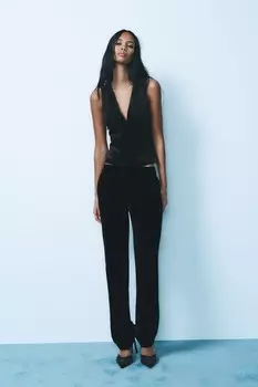 Бархатные брюки ZARA, черный