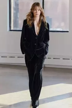 Бархатные брюки ZARA, серый