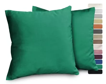 Бархатные чехлы BEAUTEX, набор из 2 шт., чехлы премиум-класса, диванные и декоративные подушки, размер и цвет на выбор (45 x 45 см, зеленый)