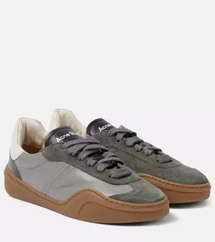 Бархатные и кожаные кроссовки Bars Acne Studios, Multi Grey