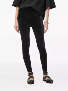 Бархатные леггинсы Cora AllSaints, черный