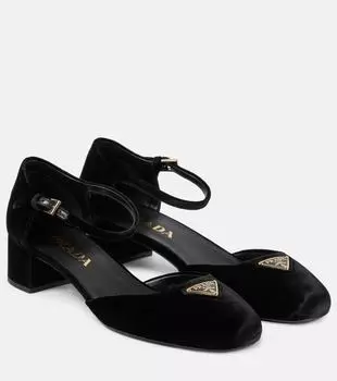 Бархатные лодочки Prada, черный