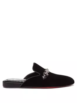 Бархатные лоферы coolito с открытой спиной Christian Louboutin, черный