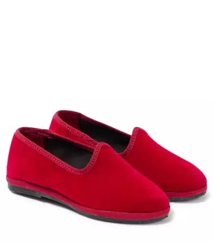 Бархатные лоферы с отделкой в крупный рубчик Il Gufo, розовый