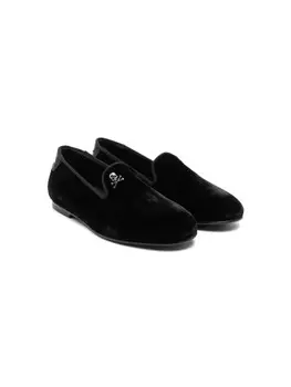 Бархатные мокасины Philipp Plein Junior, черный