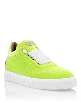Бархатные низкие кеды King Power Philipp Plein, цвет Yellow Fluo