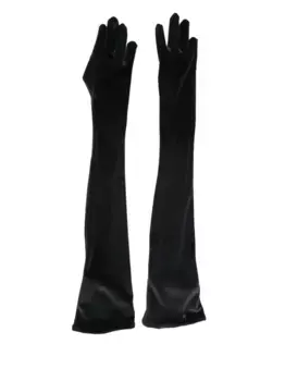 Бархатные перчатки с логотипом Mugler, черный