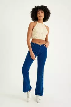 Бархатные расклешенные брюки Kutaf, синий