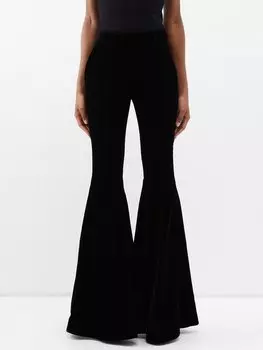Бархатные расклешенные брюки с расклешенным низом Saint Laurent, черный