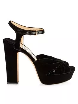 Бархатные сандалии на платформе Heloise 120MM Jimmy Choo, черный