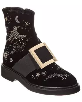 Бархатные сапоги Roger Vivier, черный