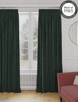 Бархатные смарт-шторы со складками-карандашами с температурой Marks & Spencer