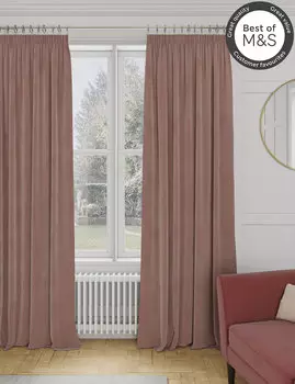 Бархатные смарт-шторы со складками-карандашами с температурой Marks & Spencer