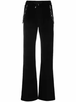 Бархатные спортивные брюки Crystal Chain Philipp Plein, черный