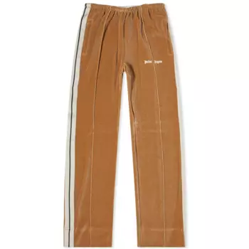 Бархатные спортивные брюки Palm Angels Velvet Loose, бежевый/белый/черный