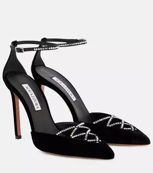Бархатные туфли audace crystal 105 Aquazzura, черный