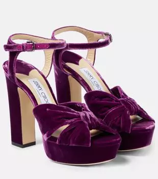 Бархатные туфли heloise 120 с открытым носком Jimmy Choo, фиолетовый