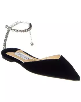 Бархатные туфли Jimmy Choo Saeda Flat, черный