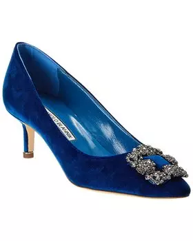 Бархатные туфли Manolo Blahnik Hangisi 50, синий