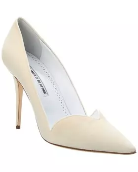 Бархатные туфли Manolo Blahnik Sinbelahi 105, белый