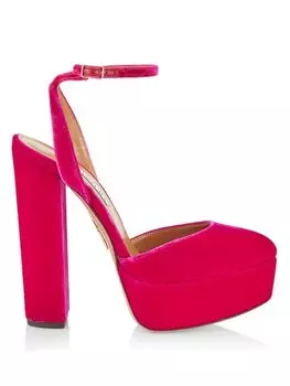Бархатные туфли So High на платформе Aquazzura, цвет Mulberry