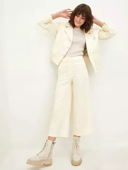 Бархатные женские брюки стандартной посадки с широкими карманами и деталями LCW Casual