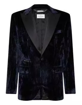 Бархатный блейзер Lord Fit PHILIPP PLEIN, темно-синий