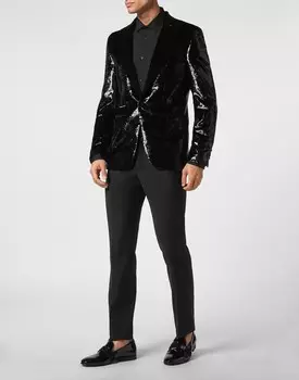 Бархатный & Блейзер Lord с люрексом подходит Sartorial Philipp Plein, черный