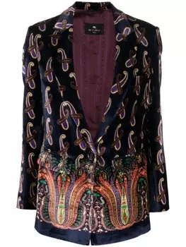 Бархатный блейзер с узором ETRO, синий