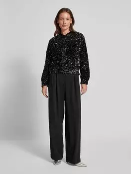 Бархатный блузон прямого кроя с пайетками s.Oliver BLACK LABEL, черный