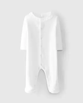 Бархатный детский комбинезон с вышитым воротником Laranjinha, белый