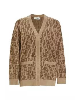Бархатный кардиган с логотипом Fendi