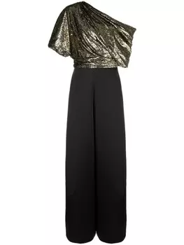 Бархатный комбинезон Amsale, черный