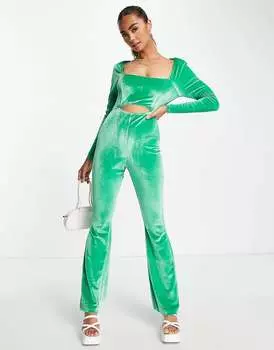 Бархатный комбинезон-бюстье с вырезами The Frolic изумрудно-зеленого цвета