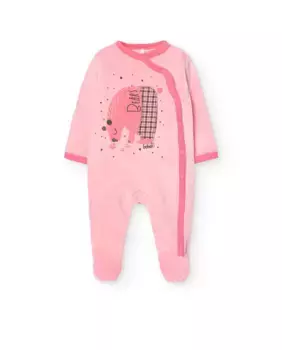 Бархатный комбинезон для девочки с длинными рукавами Boboli, розовый