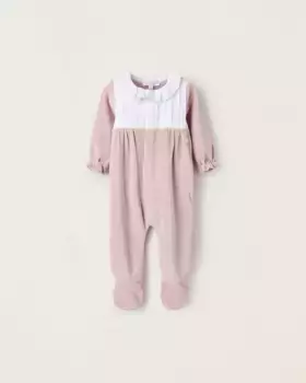 Бархатный комбинезон для девочки с рюшами и английской вышивкой Zippy, розовый