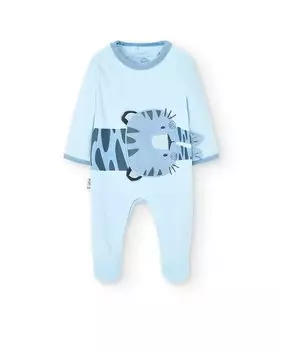 Бархатный комбинезон для мальчика с длинными рукавами и принтом Boboli, светло-синий