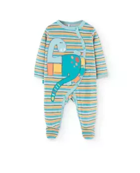 Бархатный комбинезон для мальчика с полосатым узором Boboli, мультиколор