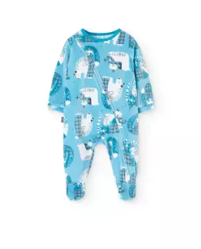 Бархатный комбинезон для мальчика с принтом Boboli, синий