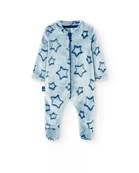 Бархатный комбинезон для мальчика с разрезом спереди и крупным принтом Boboli, зеленый