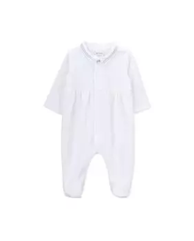 Бархатный комбинезон для мальчика с воротником-поло KNOT, белый