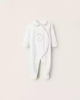 Бархатный комбинезон для мальчика с вышивкой медвежонка Zippy, белый