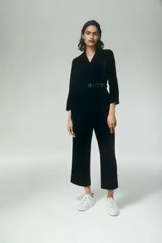 Бархатный комбинезон-кюлот Whistles, черный