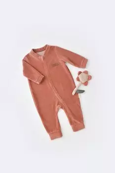 Бархатный комбинезон на молнии BabyCosy Organic Wear, медь