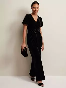 Бархатный комбинезон Petite Holly Phase Eight, черный