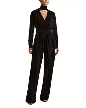 Бархатный комбинезон REISS Vera, черный