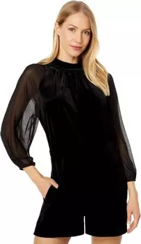 Бархатный комбинезон с длинными рукавами Donna Morgan, черный