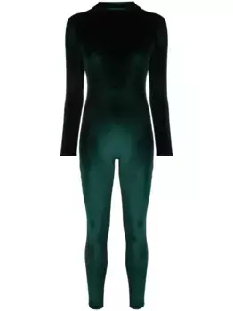 Бархатный комбинезон с высоким воротником Atu Body Couture, зеленый