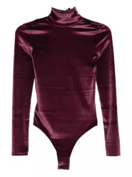 Бархатный комбинезон с высоким воротом Mugler, красный