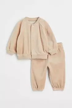 Бархатный комплект из 2 предметов H&amp;M, светло-бежевый